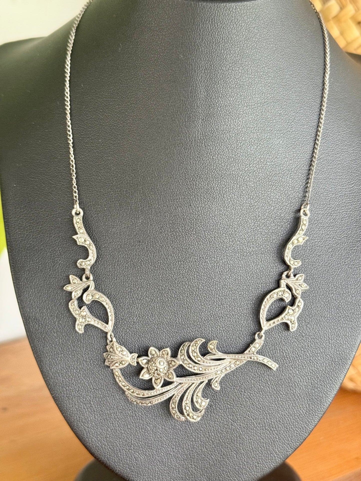 Marcasite Floral Necklace