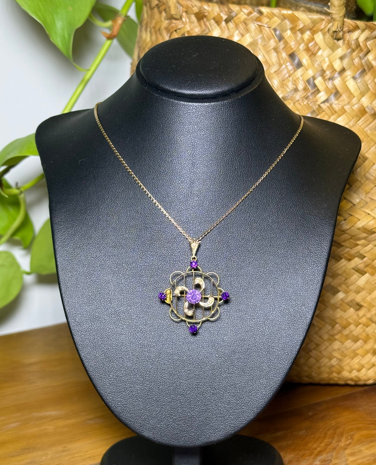 Amethyst and Seed Pearl Pendant, Brooch | Wills and Sons Australian 1900’s