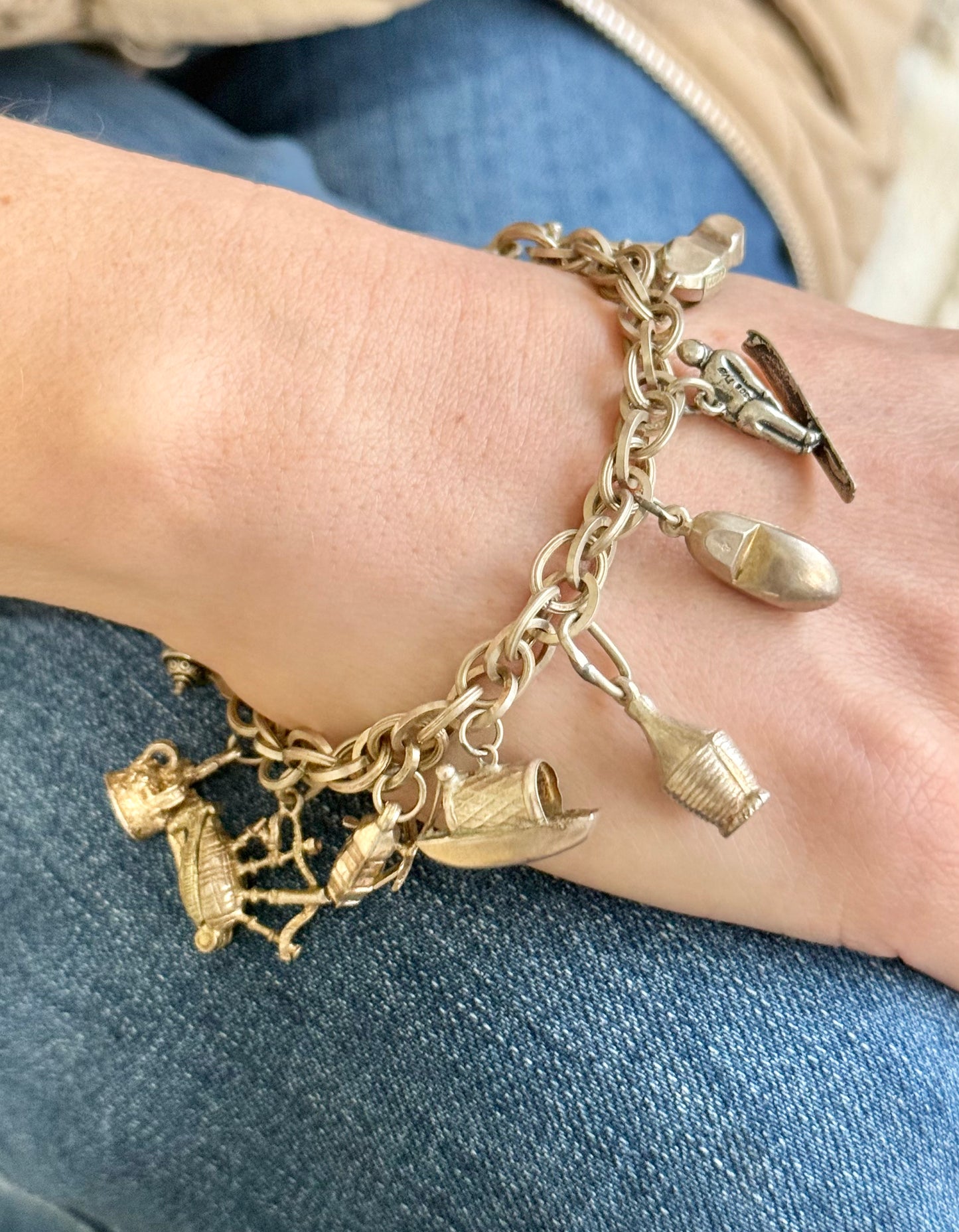 Multi-link Sterling Silver Charm Bracelet  | Various European Charms