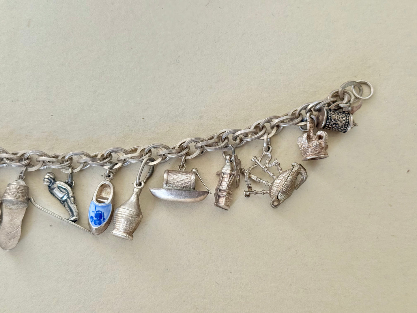 Multi-link Sterling Silver Charm Bracelet  | Various European Charms