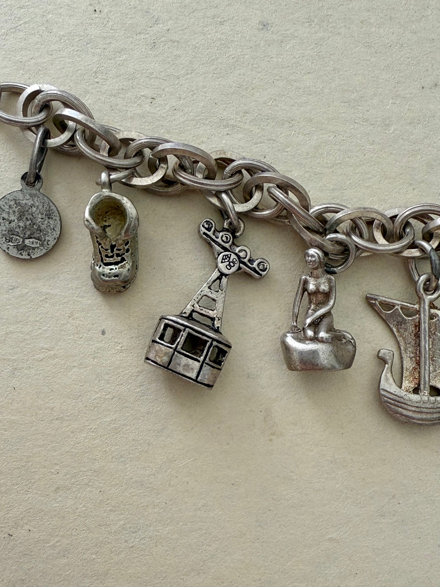Multi-link Sterling Silver Charm Bracelet  | Various European Charms