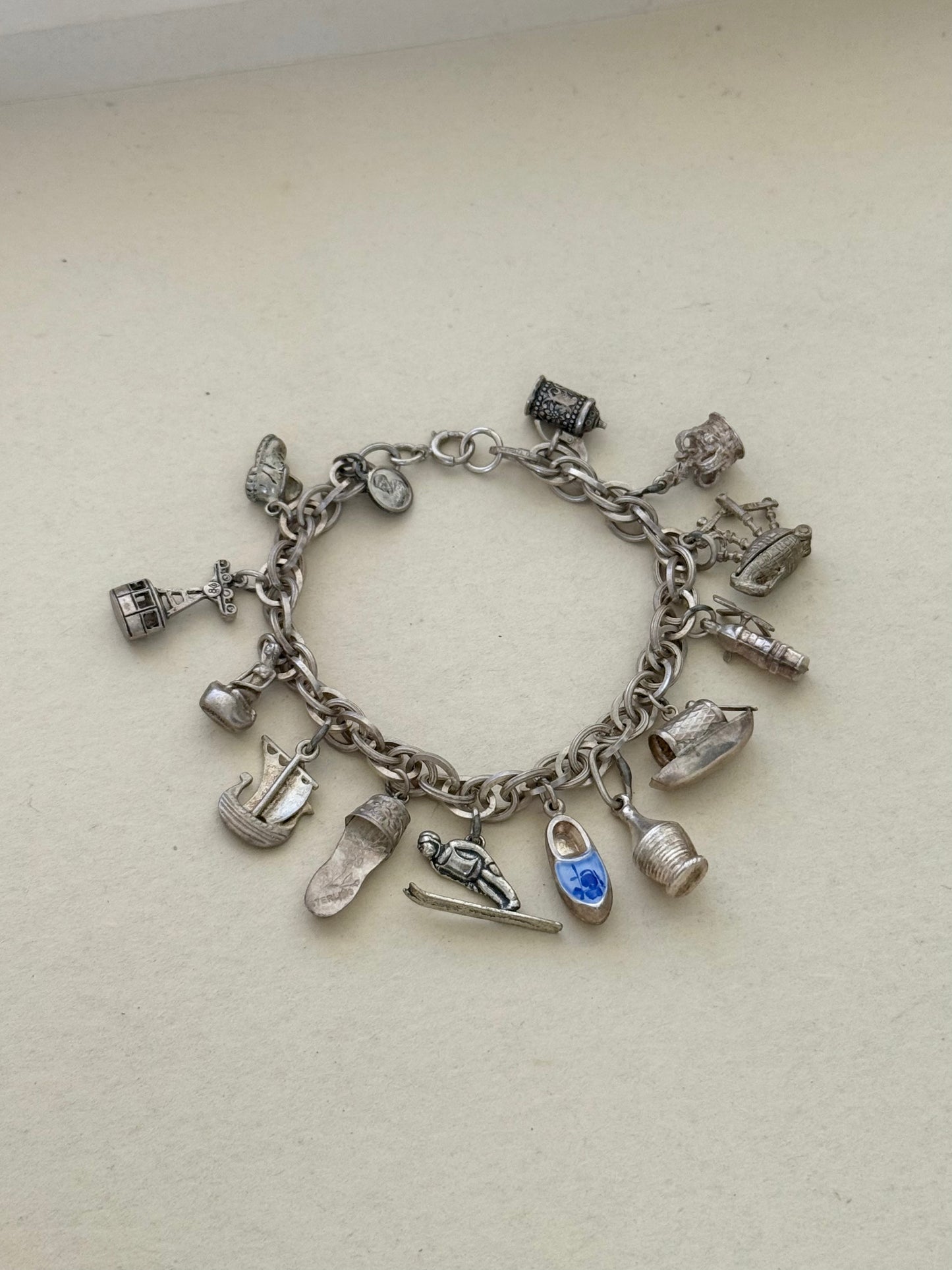 Multi-link Sterling Silver Charm Bracelet  | Various European Charms