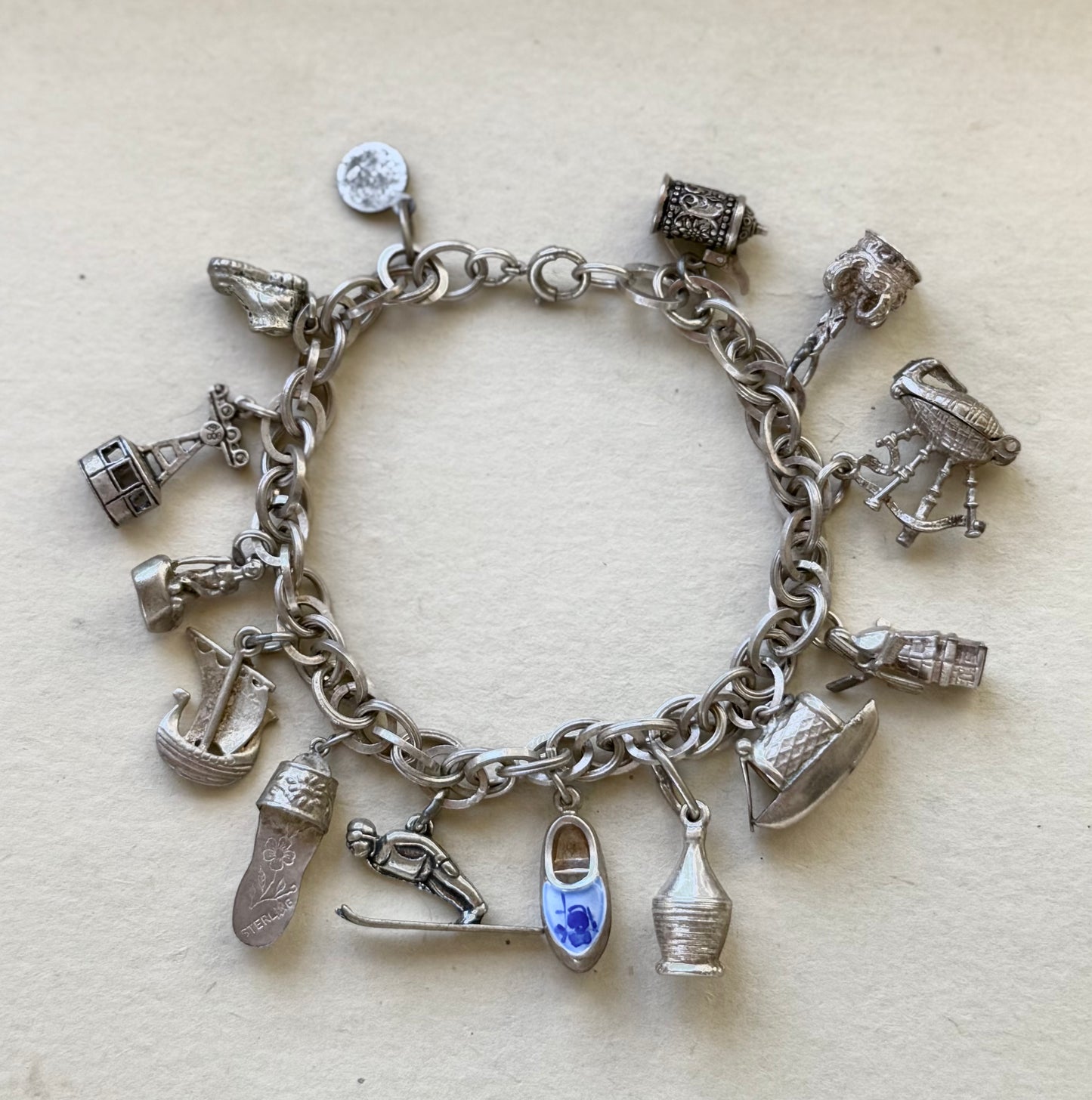 Multi-link Sterling Silver Charm Bracelet  | Various European Charms